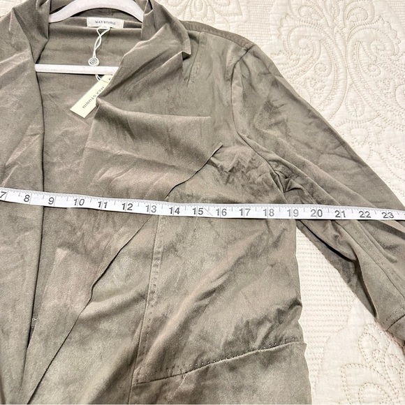NWT Max Studio olive green faux suede open front relaxed jacket size L - Picture 8 of 10